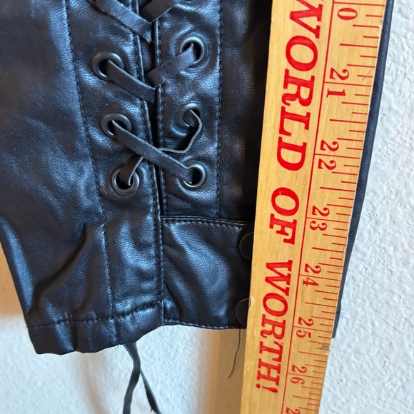 New The Kooples Faux Leather Pants Lace Up Zip up Slide Clasp Closure Sz 4 - Picture 11 of 14